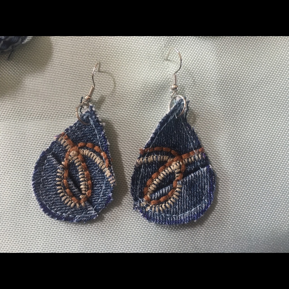 Blue jean earrings